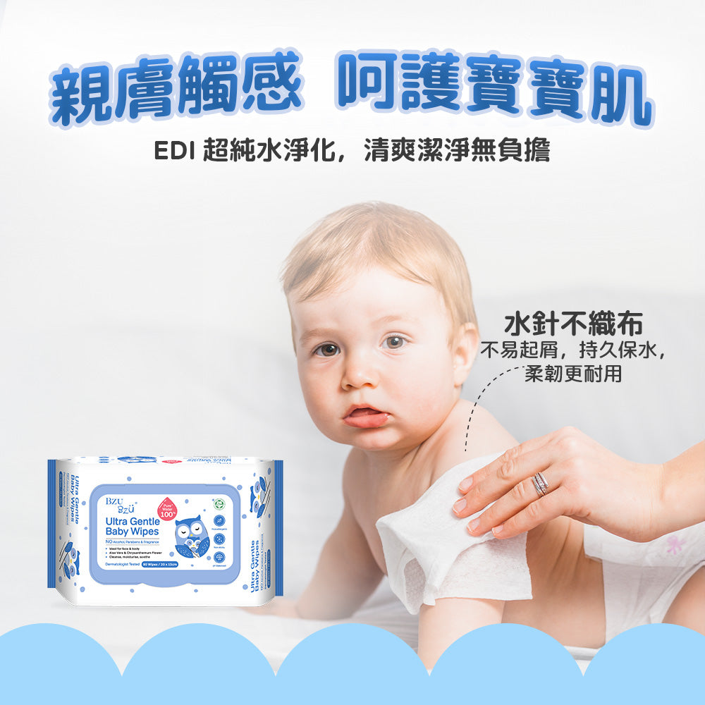 BZU BZU嬰兒超柔濕巾優惠装80片*2包(有蓋)