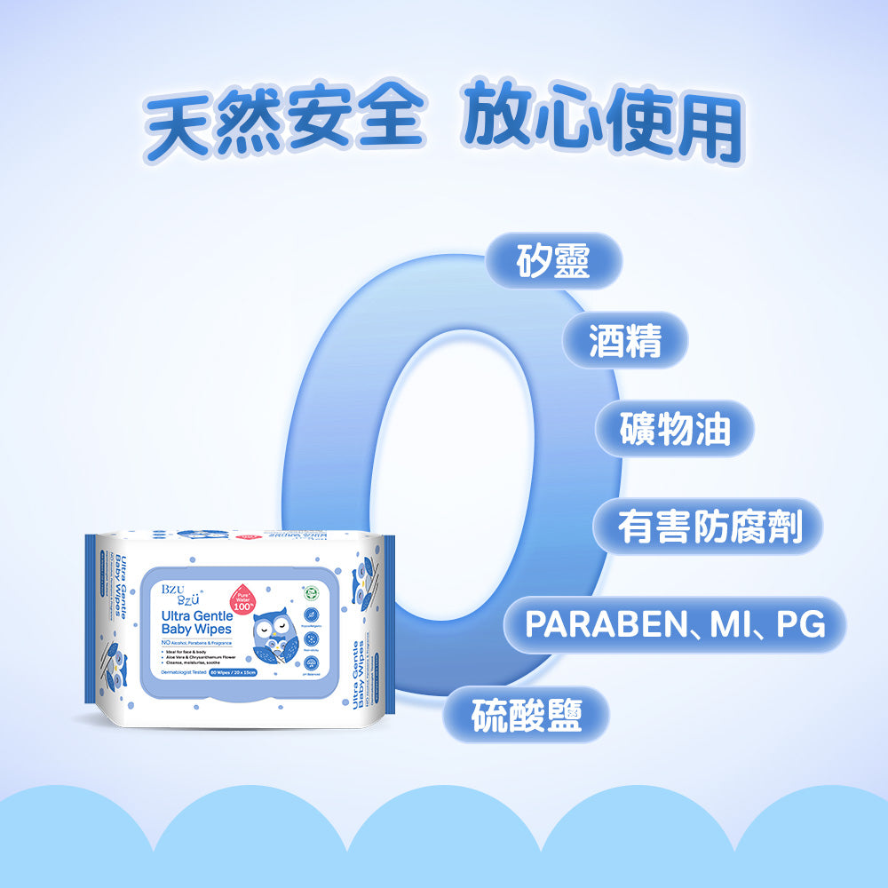 BZU BZU嬰兒超柔濕巾優惠装80片*2包(有蓋)