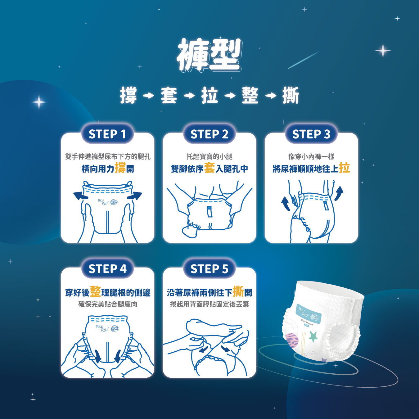 BZU BZU 絲絨乾爽紙尿褲-褲型(箱購）